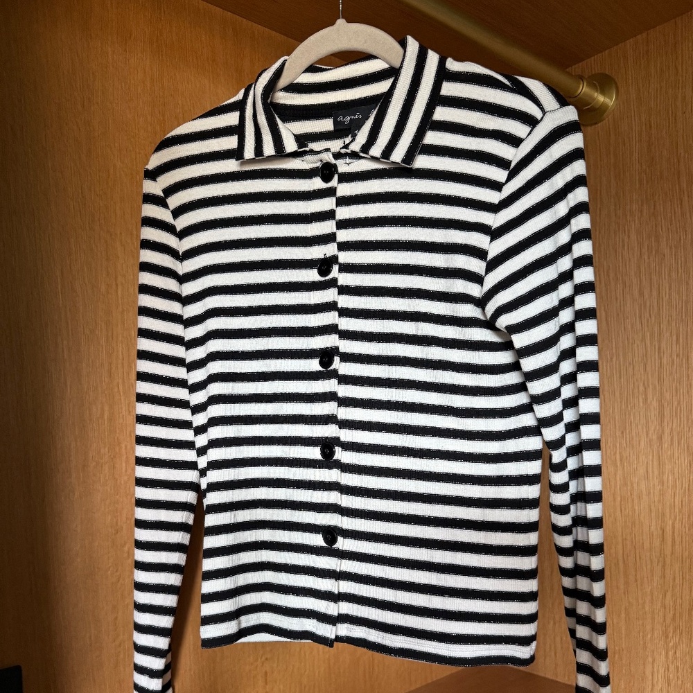 Brand New Agnes B black, white, silver cardigan